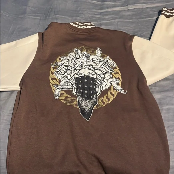 C.C Brown and Cream Varsity Jacket - Picture 4 of 5